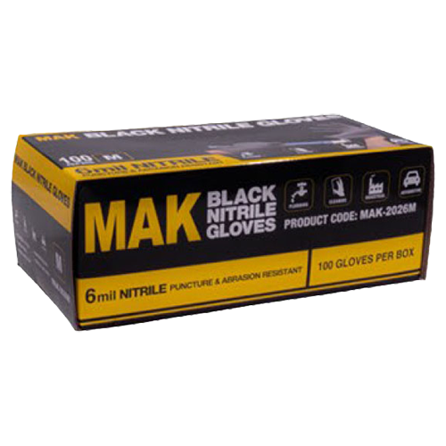 MAK-2026L Heavy-Duty Nitrile Gloves — Large (6 Mil Stealth Black)